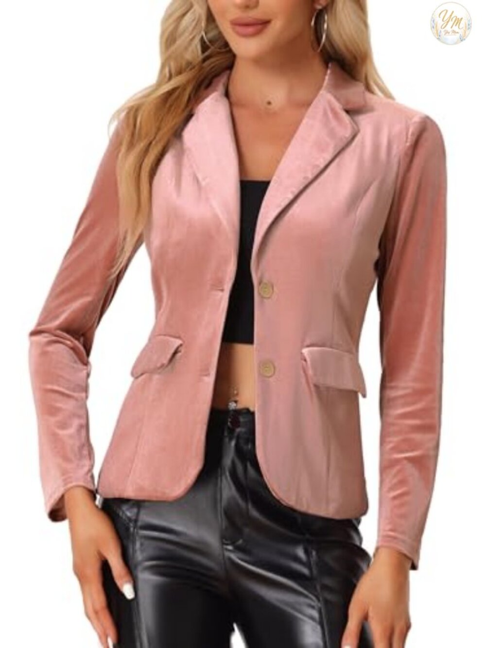 Vintage Velvet Blazer Notched Lapel Office Work